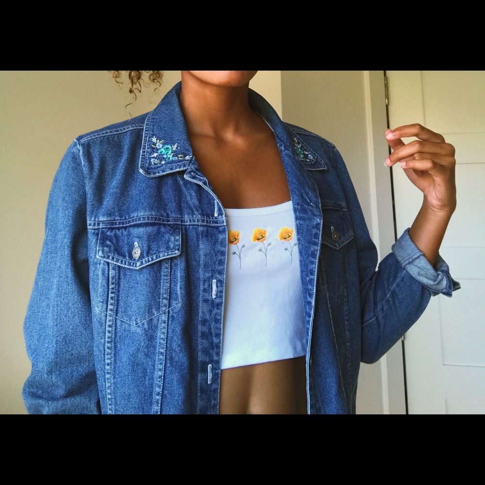 embroidered jean/denim jacket